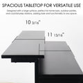 A close - up of a black bar table's spacious tabletop, showing its width dimensions of 10 3/16" and 11 13/16". Ideal for home bars, outdoor parties, and cocktail preparation, it offers a large surface for versatile use. Black Bar Table with Spacious Tabletop Dimensions. Bar table, tabletop dimensions, spacious tabletop, versatile use.