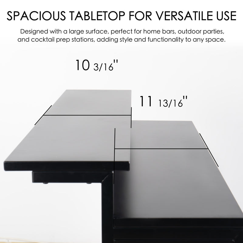 Kozyard Home Bar Unit - Indoor Bars with Storage Cabinet and Shelves - Black Bar Unit for Kitchen Storage Organization for Home Bar Furniture Console Table with Shelves
