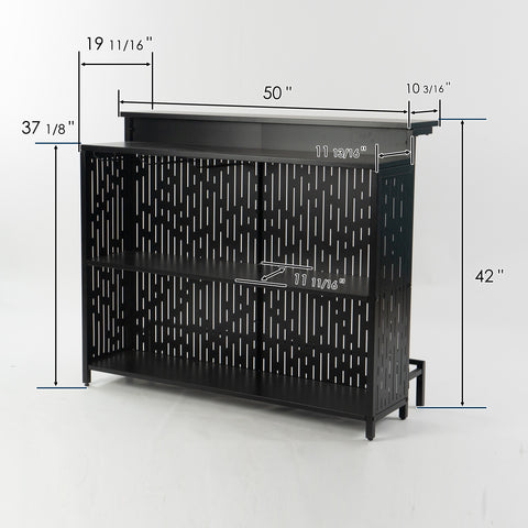 Kozyard Home Bar Cabinet – 50"W x 42"H dimensions, 3-tier storage, high-quality engineered wood & metal, precise size for home use
