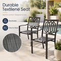 Kozyard outdoor dining chairs featuring breathable Textilene sling seats designed for comfort and durability. The quick-drying fabric promotes airflow and easy maintenance while providing supportive seating. These patio chairs are perfect for outdoor dining, backyard gatherings, garden furniture setups, poolside seating, balcony spaces, porch décor, and everyday outdoor living.