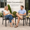 Kozyard outdoor dining chairs create a comfortable setting for patio conversations, outdoor relaxation, and social gatherings. Featuring supportive armrests, breathable Textilene sling seating, and a durable powder-coated metal frame, these patio armchairs are ideal for backyard entertaining, porch seating, balcony furniture, garden spaces, and outdoor living areas.