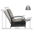 Kozyard adjustable outdoor recliner chair, dimension diagram showing 59 7/8" length, 33 5/8" height, supports up to 300 lbs, durable metal frame with replaceable cushions
