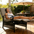 Kozyard adjustable outdoor recliner chair, fully extended lounge position for maximum relaxation, thick high-resilience cushions, durable metal frame, perfect for patio and deck use
