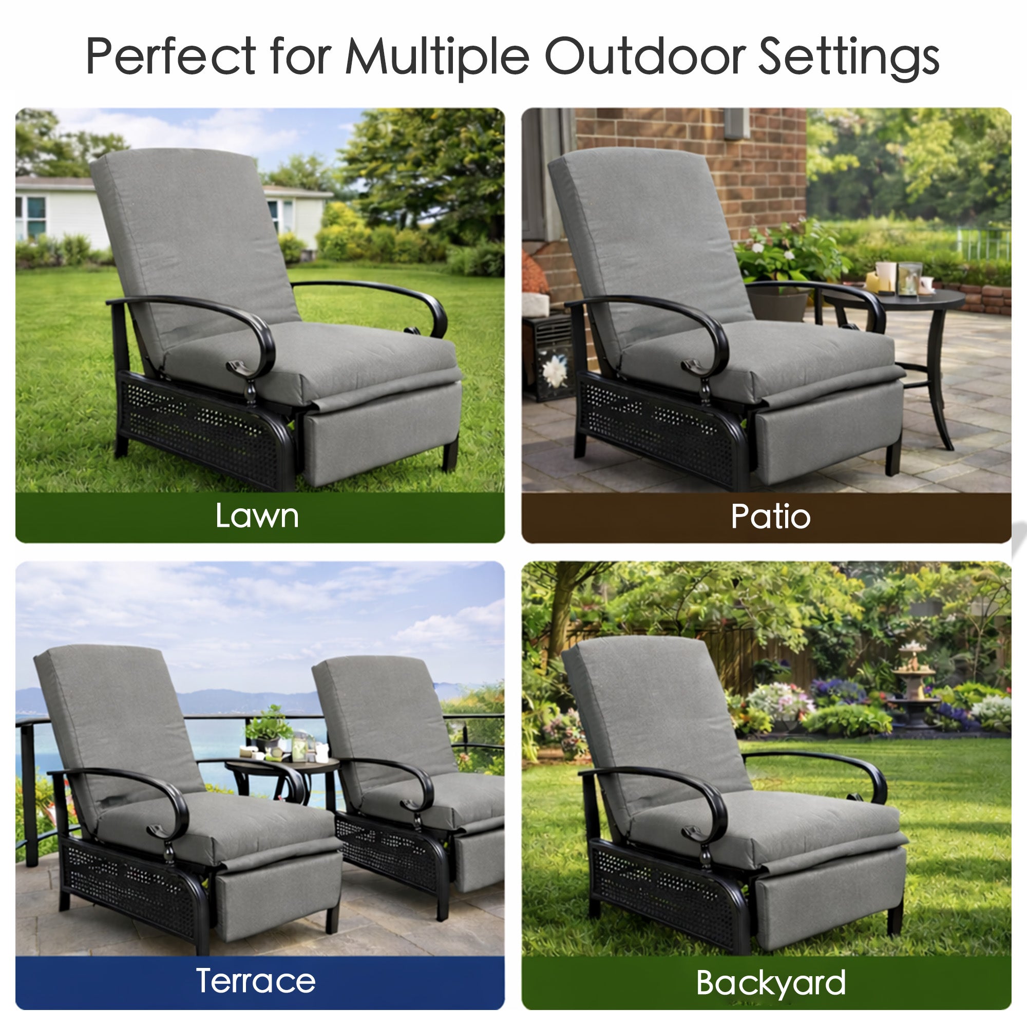 Kozyard Adjustable Patio Reclining Lounge Chair with Strong