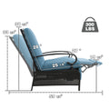 Kozyard adjustable outdoor recliner chair, dimension diagram showing 59 7/8" length, 33 5/8" height, supports up to 300 lbs, durable metal frame with replaceable cushions
