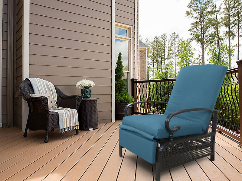 Kozyard Adjustable Patio Reclining Lounge Chair with Strong Extendable Metal Frame and Removable Cushions for Outdoor Reading Sunbathing or Relaxation