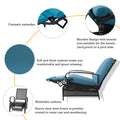 An infographic showcasing a blue-colored outdoor reclining chair. It highlights features such as a fantastic extender, modern design with stylish armrests, soft and thick washable cushions for comfort, and a heavy-duty powder-coated steel frame for rust and weather resistance. Ideal for beach, yard, porch, or poolside use.
Blue Outdoor Reclining Chair: Comfort and Durability Features.
blue outdoor reclining chair, washable cushions, heavy-duty steel frame, outdoor relaxation, rust-resistant

