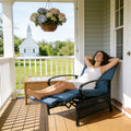 Kozyard adjustable outdoor recliner chair, fully extended lounge position for maximum relaxation, thick high-resilience cushions, durable metal frame, perfect for patio and deck use
