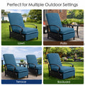 Kozyard versatile outdoor recliner chair, suitable for lawn, patio, terrace and backyard settings, adjustable design with thick cushions, durable metal frame with lattice detail
