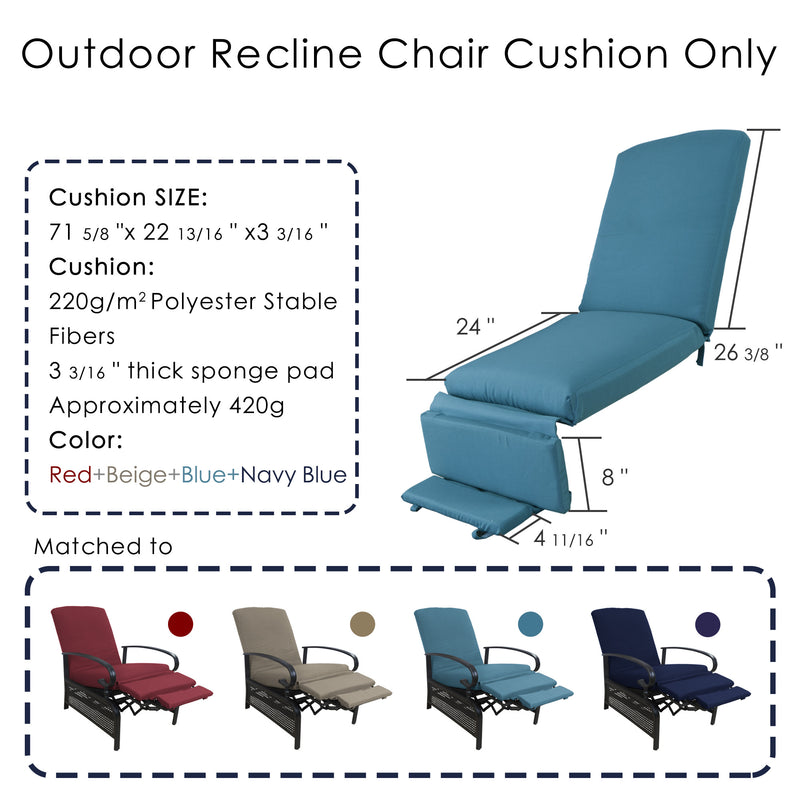 Kozyard Reclining Lounge Chair Cushion (4 Color Options)