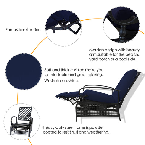 Outdoor Reclining Chair: Comfort and Durability Features. beige outdoor reclining chair, washable cushions, heavy - duty steel frame, outdoor relaxation, rust - resistant