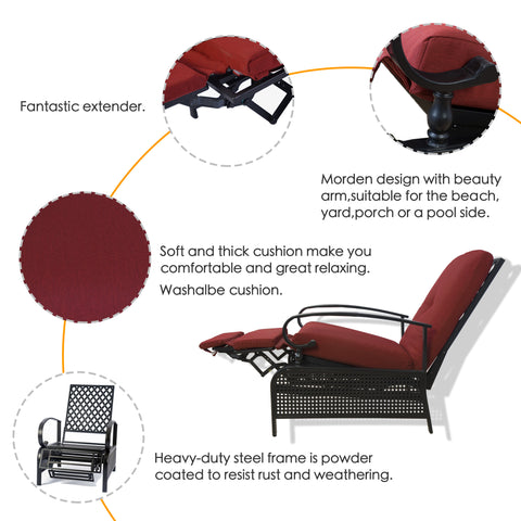 Outdoor Reclining Chair: Comfort and Durability Features. beige outdoor reclining chair, washable cushions, heavy - duty steel frame, outdoor relaxation, rust - resistant