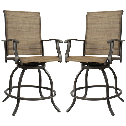 Kozyard outdoor swivel bar chairs with breathable textilene fabric and rust-resistant metal frame for patio use