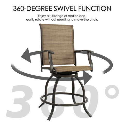 Kozyard 360-degree swivel outdoor bar chair with durable metal frame and mesh fabric for patio dining areas