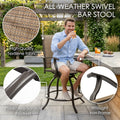 kozyard All-Weather Swivel Bar Stool, Outdoor Patio Bar Chair with High-Quality Textilene Fabric, Wrought Iron Frame & Anti-Scratch Footrest
