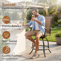 kozyard Swivel Bar Stools, Outdoor Patio Chairs with 360° Swivel, Ergonomic Curved Armrest & Comfy Footrest, Textilene Fabric & Wrought Iron Frame
