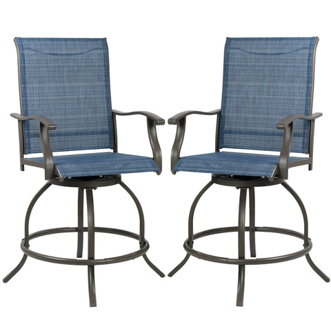 Kozyard outdoor swivel bar chairs with breathable textilene fabric and rust-resistant metal frame for patio use