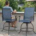 Kozyard outdoor swivel bar stools, patio counter height chairs with armrests, ergonomic high-back design, durable textilene fabric & heavy-duty metal frame, ideal for backyard bar and poolside seating
