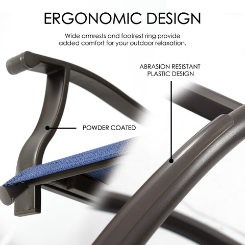 Kozyard ergonomic outdoor bar chair with metal frame and reinforced armrest and footrest for patio relaxation