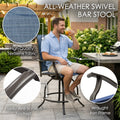 kozyard All-Weather Swivel Bar Stool, Outdoor Patio Bar Chair with High-Quality Textilene Fabric, Wrought Iron Frame & Anti-Scratch Footrest
