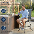 kozyard Swivel Bar Stools, Outdoor Patio Chairs with 360° Swivel, Ergonomic Curved Armrest & Comfy Footrest, Textilene Fabric & Wrought Iron Frame
