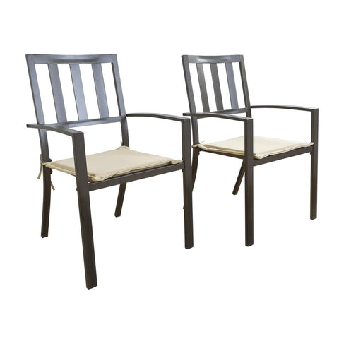 Kozyard Coolmen Outdoor Patio Dining Furniture Chair 2-Pack Wrought Iron Chairs Dark Brown