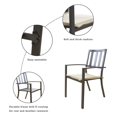 Kozyard Coolmen Outdoor Patio Dining Furniture Chair 2-Pack Wrought Iron Chairs Dark Brown