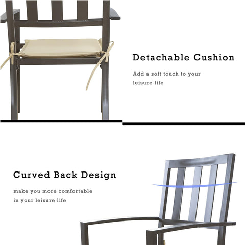 Kozyard Coolmen Outdoor Patio Dining Furniture Chair 2-Pack Wrought Iron Chairs Dark Brown