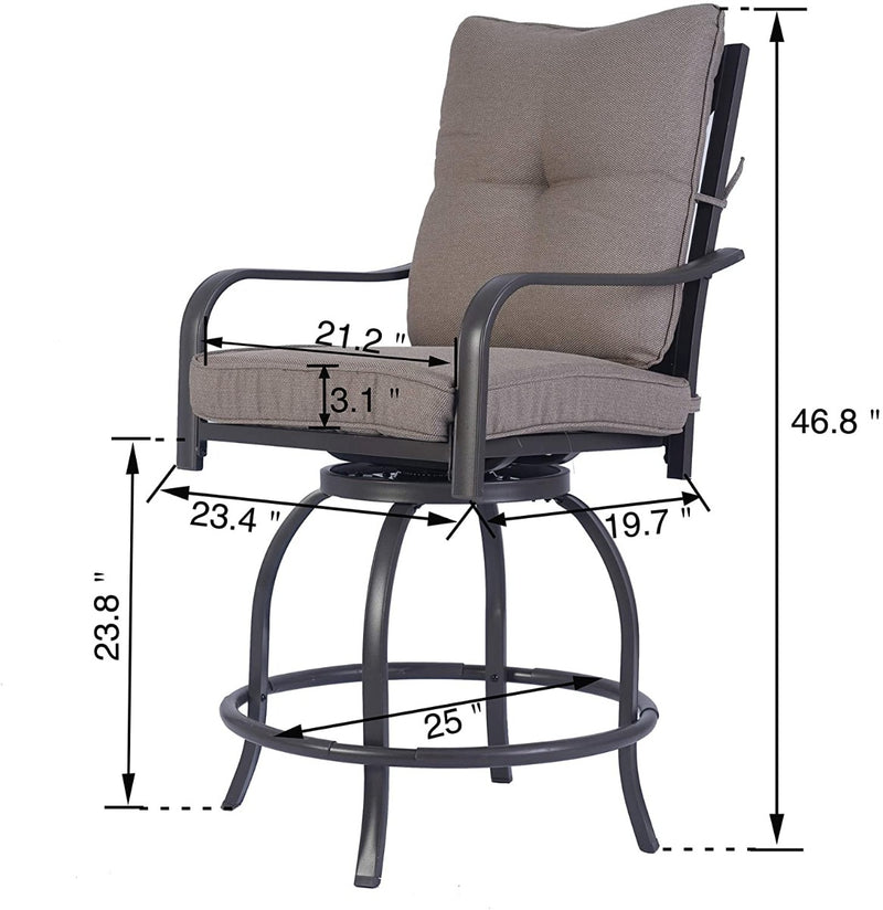 KOZYARD Swivel Outdoor Chair Dimensions
Technical drawing showing the dimensions of KOZYARD swivel outdoor chair with beige cushion. Keywords: KOZYARD, swivel outdoor chair, dimensions
