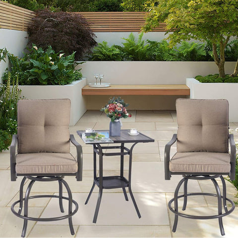 Kozyard Isabella High Swivel Bar Stools/Chair Set for Home Patio, Back Yard, Cafes, Bistro