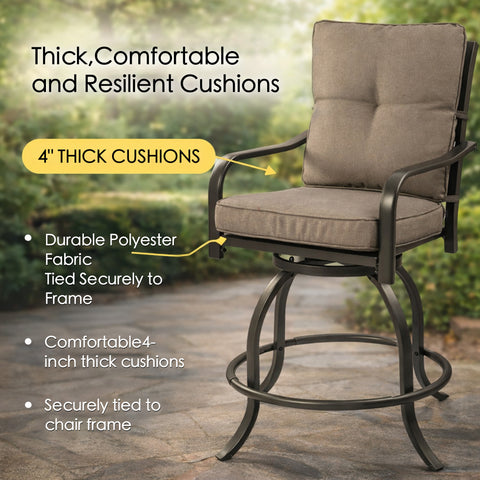 Kozyard ergonomic patio bar stool infographic demonstrating the wave-shaped high-back design providing full spine support, neck care, lumbar alignment, pressure relief, and footrest relaxation.