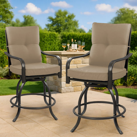 Kozyard Isabella High Swivel Bar Stools/Chair Set for Home Patio, Back Yard, Cafes, Bistro