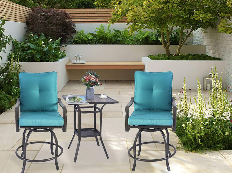 Kozyard Isabella High Swivel Bar Stools/Chair Set for Home Patio, Back Yard, Cafes, Bistro, Restaurants and Chic Bars (5 Options)