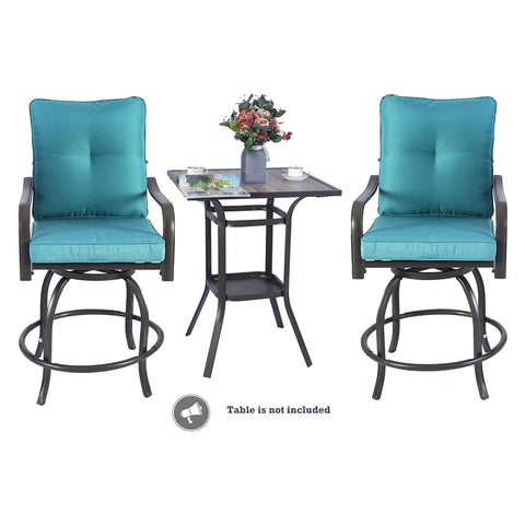 Kozyard Isabella Outdoor Swivel Bar Chairs, Counter Height Patio Bar Stools Set of 2 with Cushioned Seats, All-Weather Metal Bistro Chairs for Backyard Dining