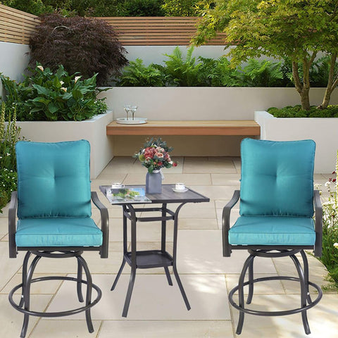 Kozyard Isabella High Swivel Bar Stools/Chair Set for Home Patio, Back Yard, Cafes, Bistro