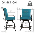 Kozyard swivel patio bar stool dimension diagram, 47" height, 25" footrest diameter, supports up to 300 lbs, durable metal frame with thick cushions, ideal for outdoor counter seating
