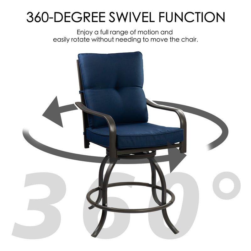 KOZYARD Outdoor Chair - 360 - Degree Swivel Feature (Navy Cushions)
Highlighting the 360 - degree swivel function of KOZYARD outdoor chair with navy cushions, emphasizing its full range of motion and ease of rotation. Keywords: KOZYARD, outdoor chair, 360 - degree swivel, navy cushions

