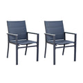 kozyard Set of 2 Outdoor Patio Dining Chairs, Dark Gray Padded Textilene, Aluminum Frame, Polywood Armrests, All-Weather Use
