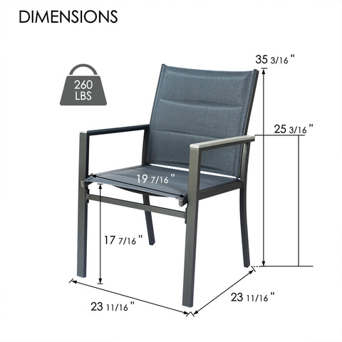 kozyard Outdoor Patio Chair, Dimensions: 23 11/16" W x 23 11/16" D x 35 3/16" H, 260 lbs Weight Capacity, Padded Textilene Seat & Back
