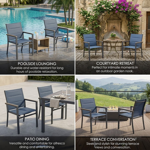 kozyard Outdoor Patio Chair, Padded Textilene (Wear Layer + Cotton Interlayer), Rust-Resistant Aluminum Frame, Durable & Comfortable
