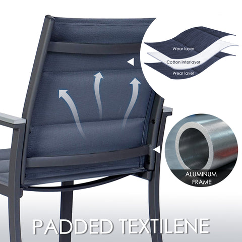 kozyard Outdoor Patio Chair, Padded Textilene (Wear Layer + Cotton Interlayer), Rust-Resistant Aluminum Frame, Durable & Comfortable
