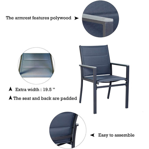 Kozyard Villa Outdoor Patio Dining Chair Aluminum Chair