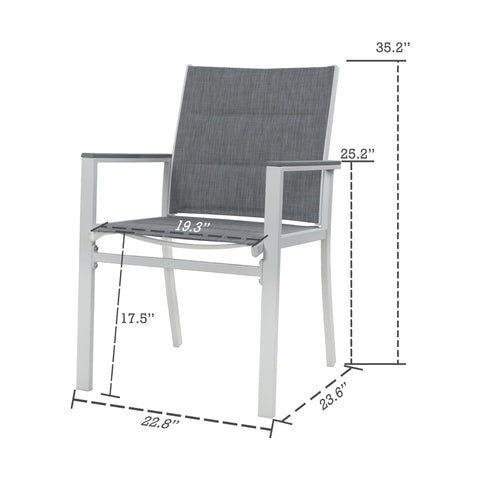 Kozyard Outdoor Armchair Dimensions Chart - Shows 35.2” height & key specs, aids space planning for patio, garden seating; white aluminum frame + Textilene fabric, durable for long-lasting outdoor use
