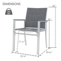 kozyard Outdoor Patio Dining Chairs, Patio Chairs with Clear Dimensions, 260 LBS Load Capacity, Padded Textilene Fabric & Aluminum Frame for Patio, Backyard
