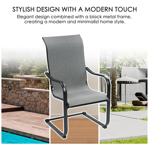 Kozyard C-Spring Patio Chairs Set of 2 High Back Dining Chairs Breathable Textilene
