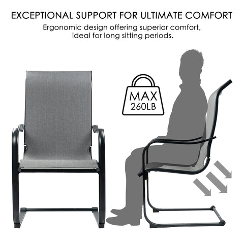 Kozyard C-Spring Patio Chairs Set of 2 High Back Dining Chairs Breathable Textilene