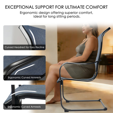 Kozyard Outdoor Ergonomic Lounge Chair: Curved Headrest & Armrests for Long-Sitting Comfort, Exceptional Support – Breathable Textilene Patio Seating
