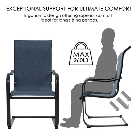 Kozyard C-Spring Patio Chairs Set of 2 High Back Dining Chairs Breathable Textilene