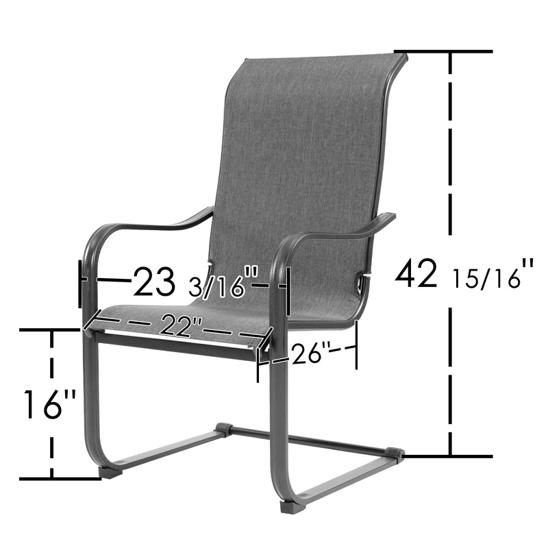Kozyard C-Spring Patio Chairs Set of 2 High Back Dining Chairs Breathable Textilene