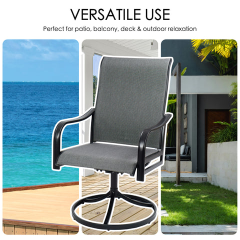 Kozyard Patio Swivel Dining Chairs 2 Swivel Outdoor Chairs High Back Breathable Textilene